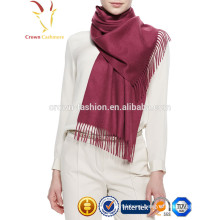 Pure Color Thick Cashmere Knitted Tassel Camel Scarf